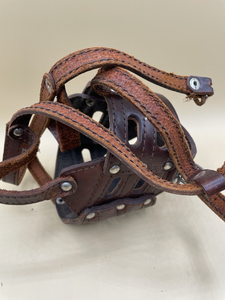 Leather Basket Muzzle For Dogs Am. Staff Large Dog