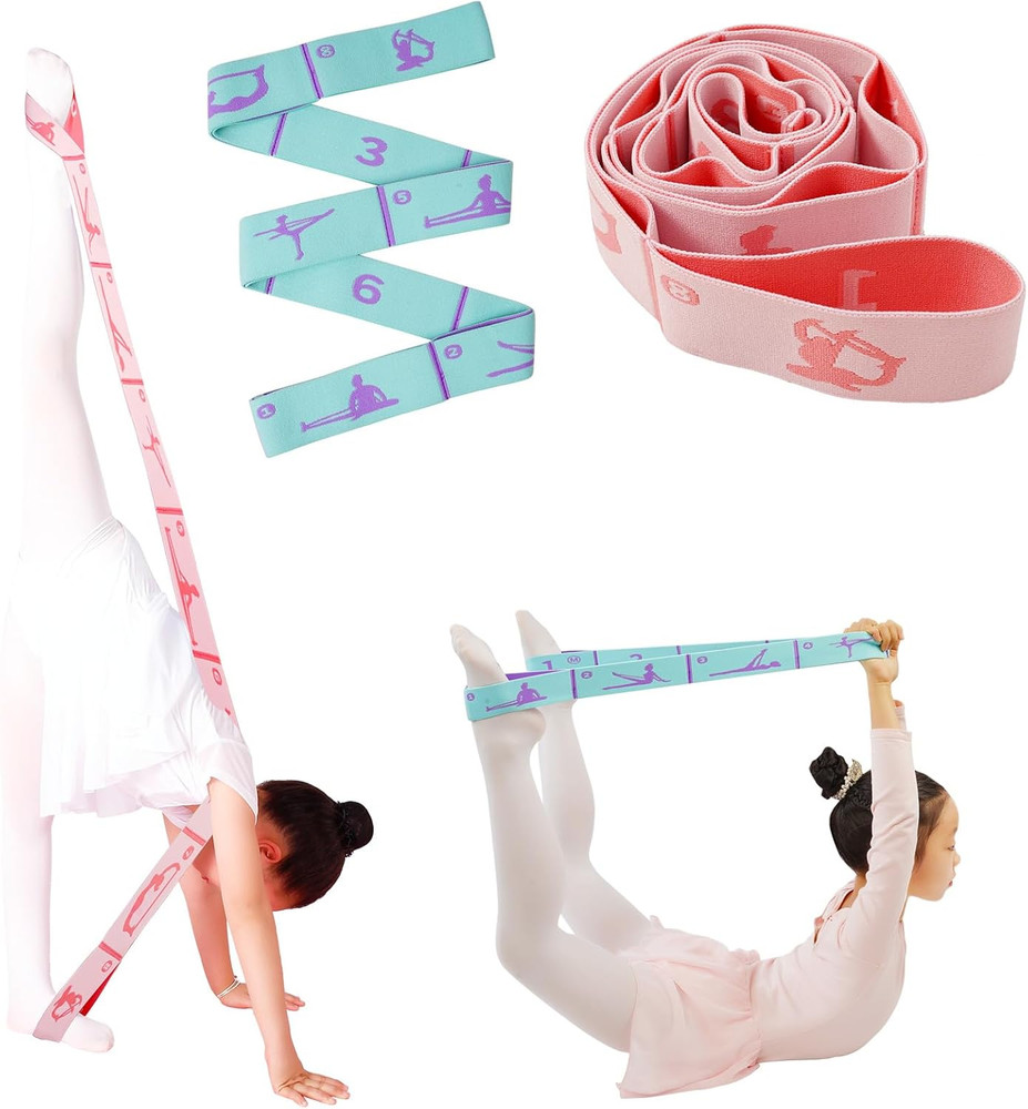 2 PCS Adjustable Extended Children'S Stretching Straps with 8 Loops, Multi-Funct