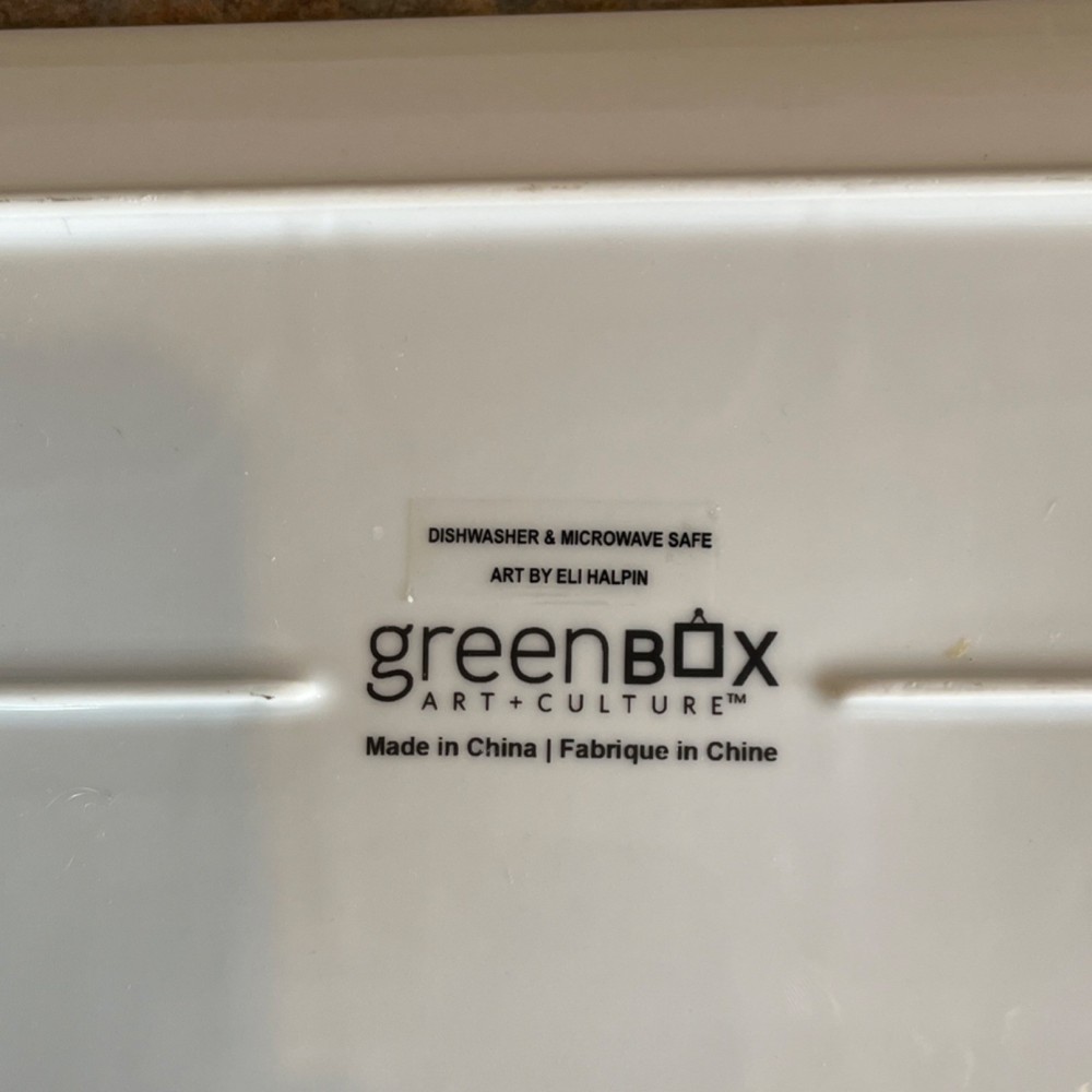 Greenbox Eli Halpin Rectangular Ceramic Animal Platter Dishwasher Safe 15x7in