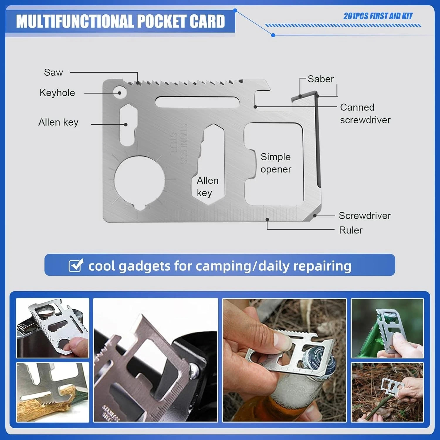 201 PCS First Aid Kit,Trauma Kit with Essential Emergency Medical Supplies