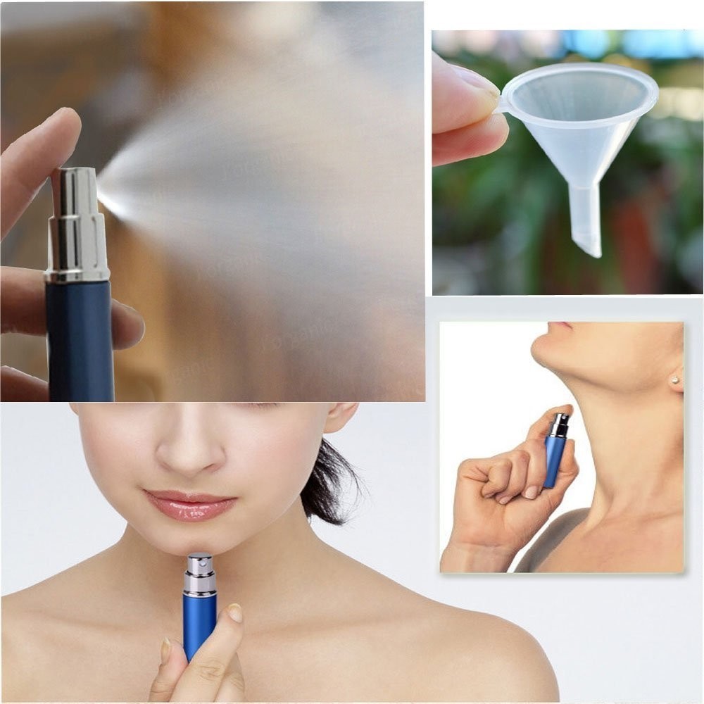 6 Pack Portable Mini Refillable Perfume Atomizer Set, 6ml Spray Bottles, Funnels