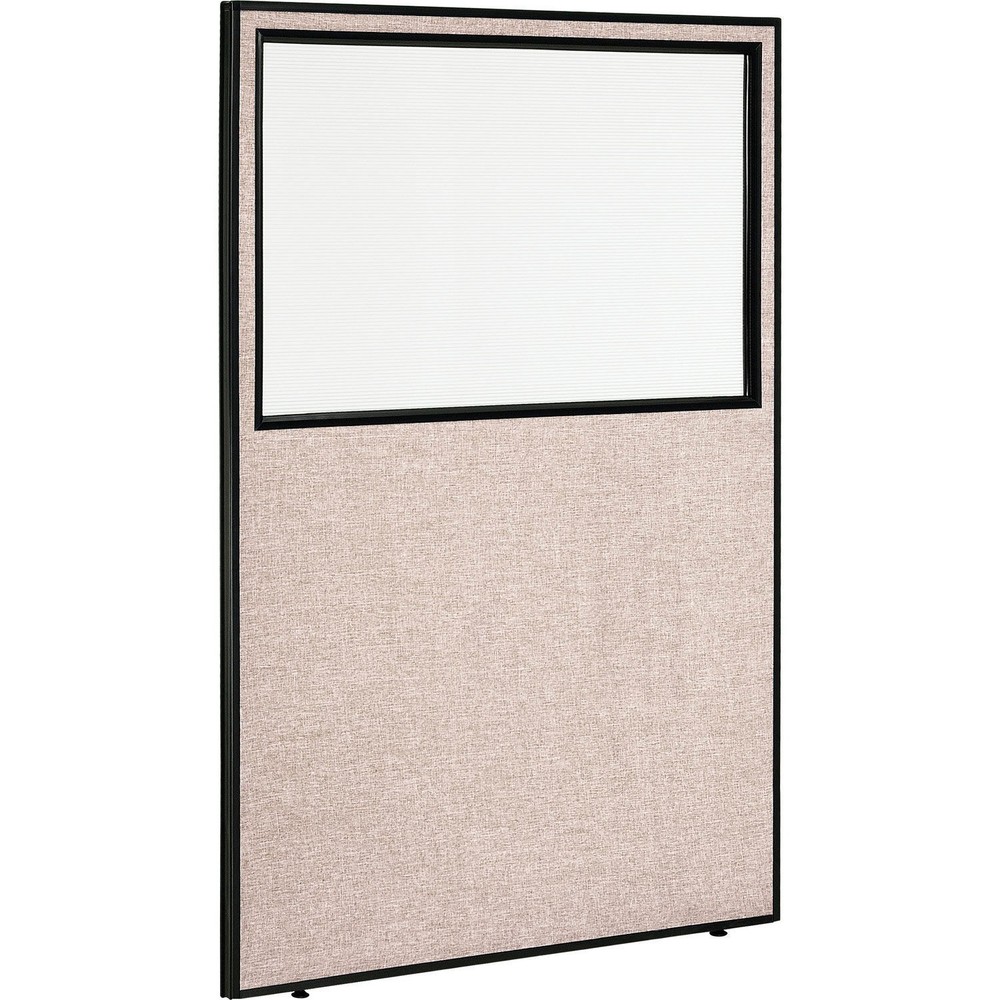 Office Partition Panel With Partial Window 48-1/4"W x 96"H Tan