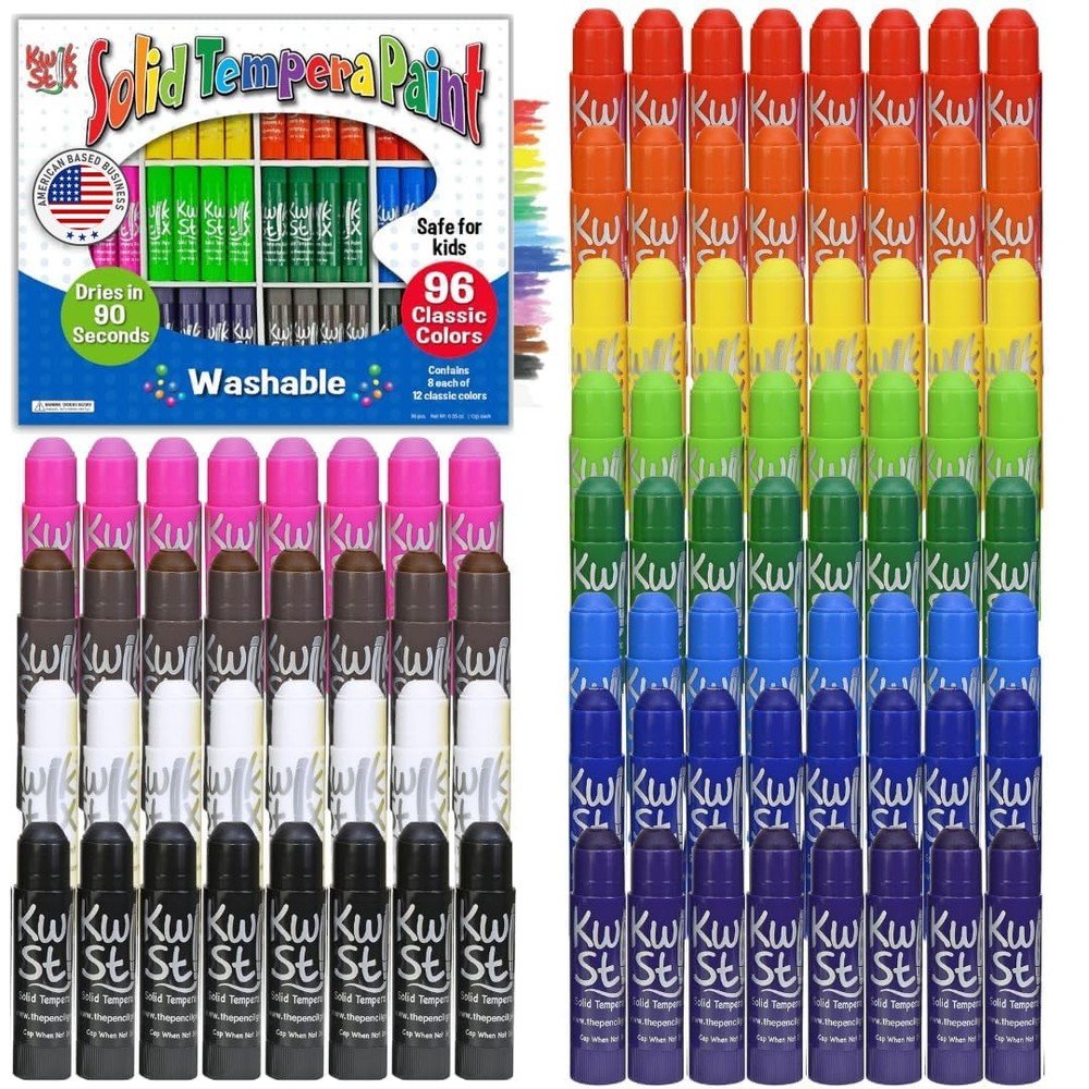 Kwik Stix Solid Tempera Paint Sticks, 96 96 Count (Pack of 1), Assorted