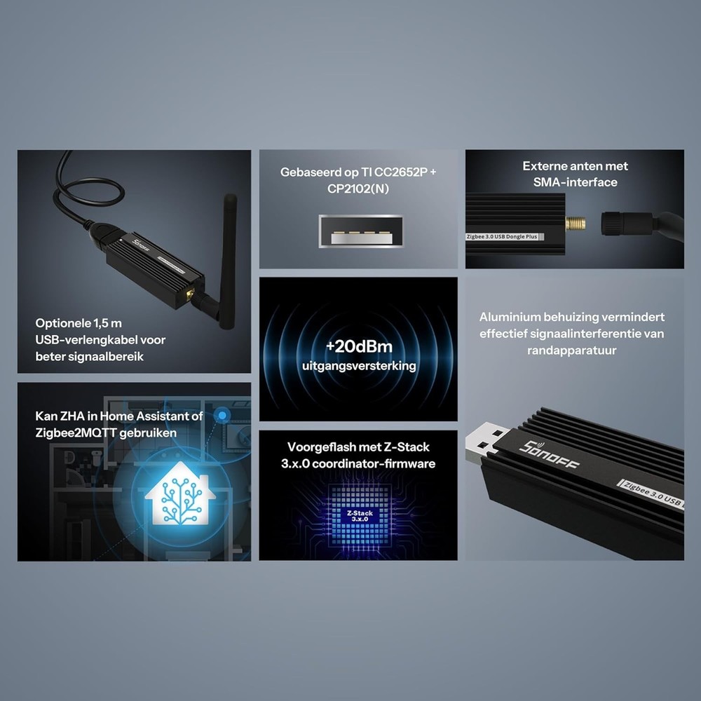 Compact Zigbee USB Dongle Plus with External Antenna for Seamless Connectivity