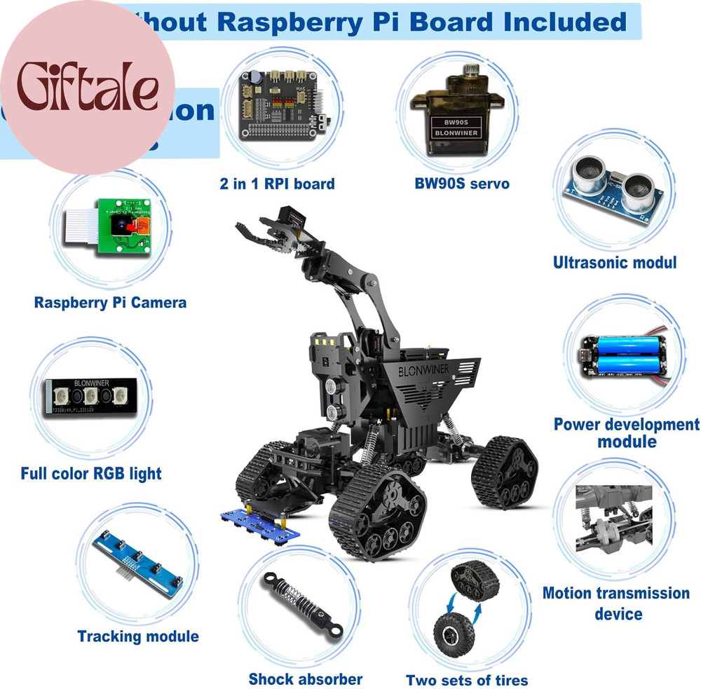 Robot Car Kit, 2 in 1 Smart Robotics Arm Building Toy for Raspberry Pi Python Co