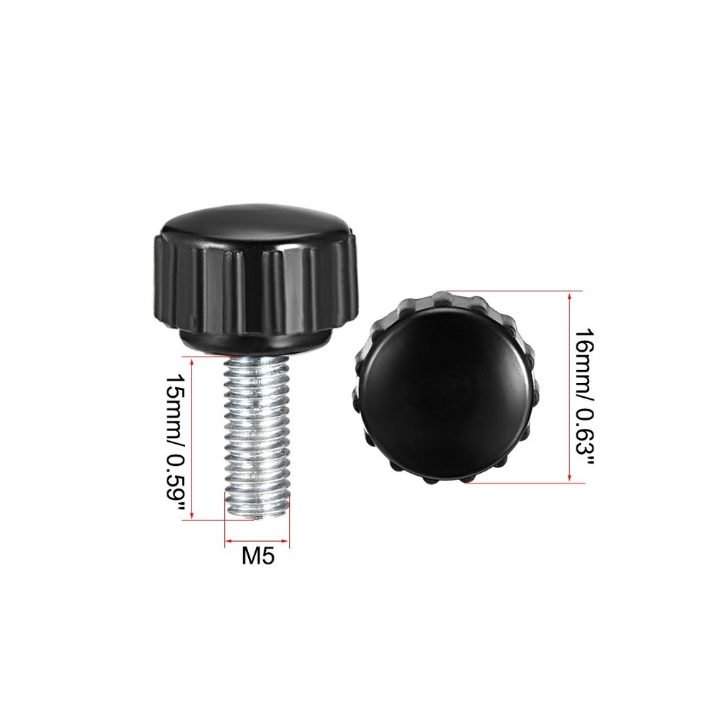 M5 x 15mm Male Thread Knurled Locking Knobs 15pcs