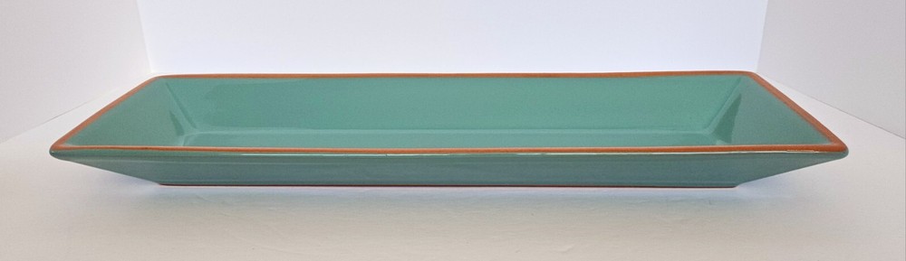 Crate & Barrel Agave 18.5" Aqua Rectangular Serving Tray + 2 5" Condiment Bowls