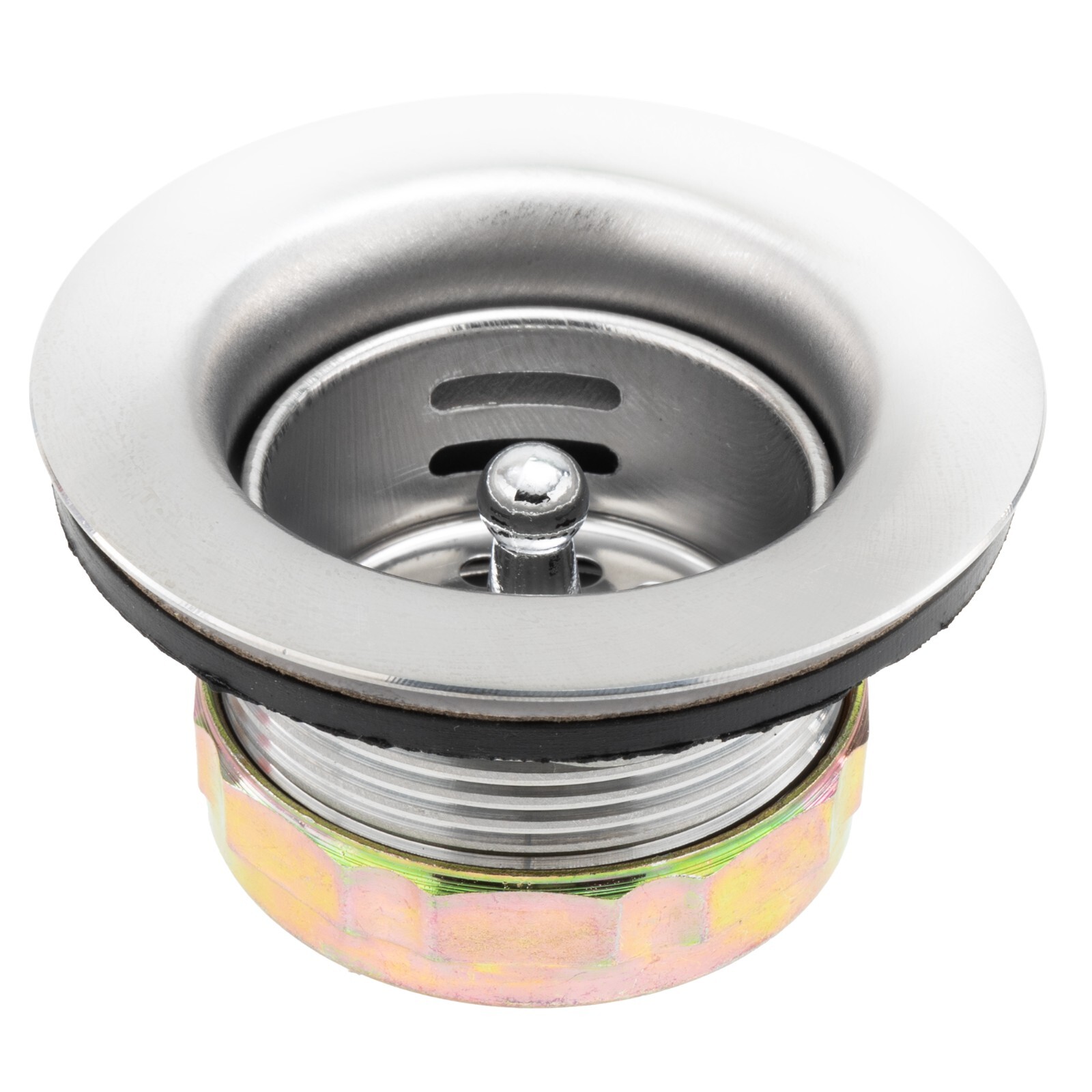 RecPro RV Brushed Nickel Sink Drain | Removable Strainer Basket | Fits 2" Drain