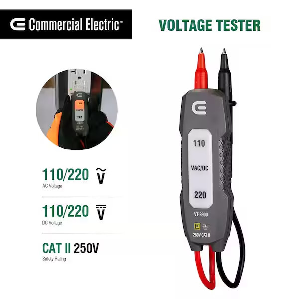 110-220-Volt AC/DC Voltage Tester - Test Electrical Circuits with Ease NEW
