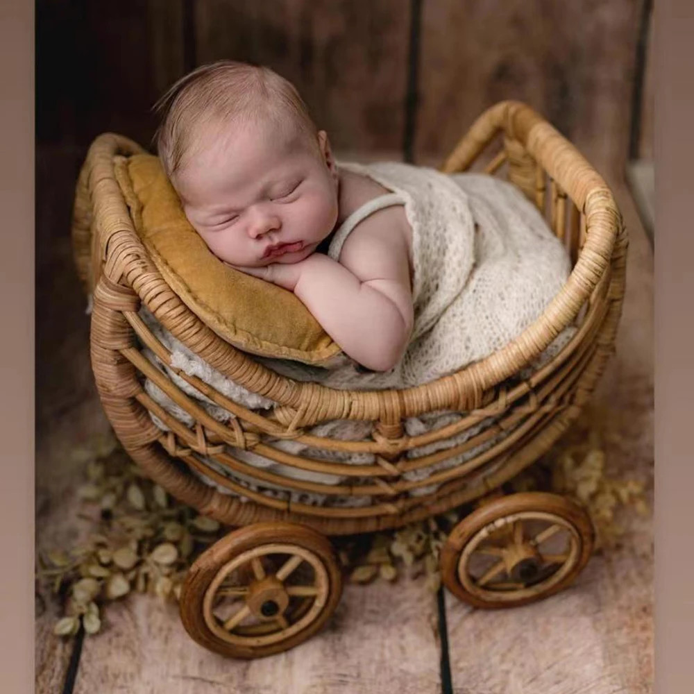 Newborn Photography Props Retro Rattan Basket Photo Chair Accesories Baby