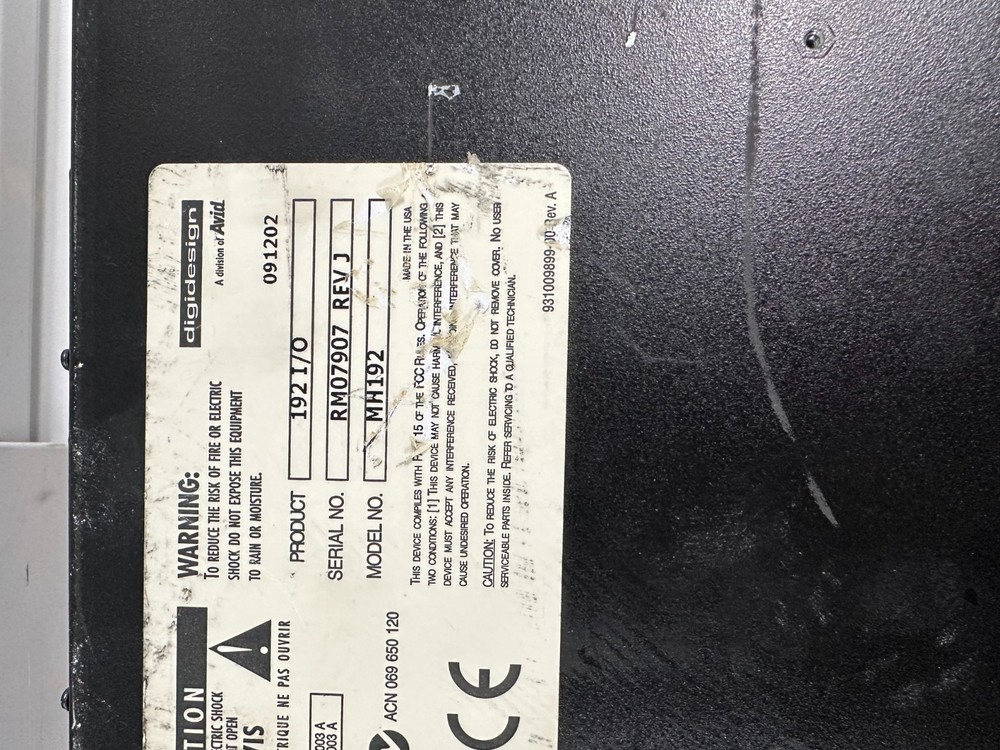 Digidesign 192 I/O Pro Tools HD Audio Interface Avid- #E