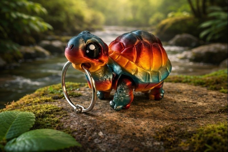 Tiny Turtle Keychain – 3D Printed – Cute Turtle Collectible – 3” x 2”