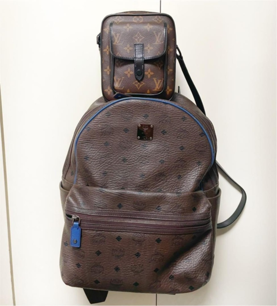 MCM backpack embossed chocolate brown