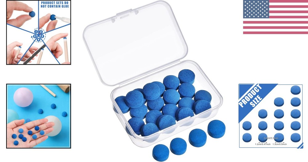 20 Pcs Billiard Cue Tips Replacement Kit - Durable 12/13mm Tips with Storage Box