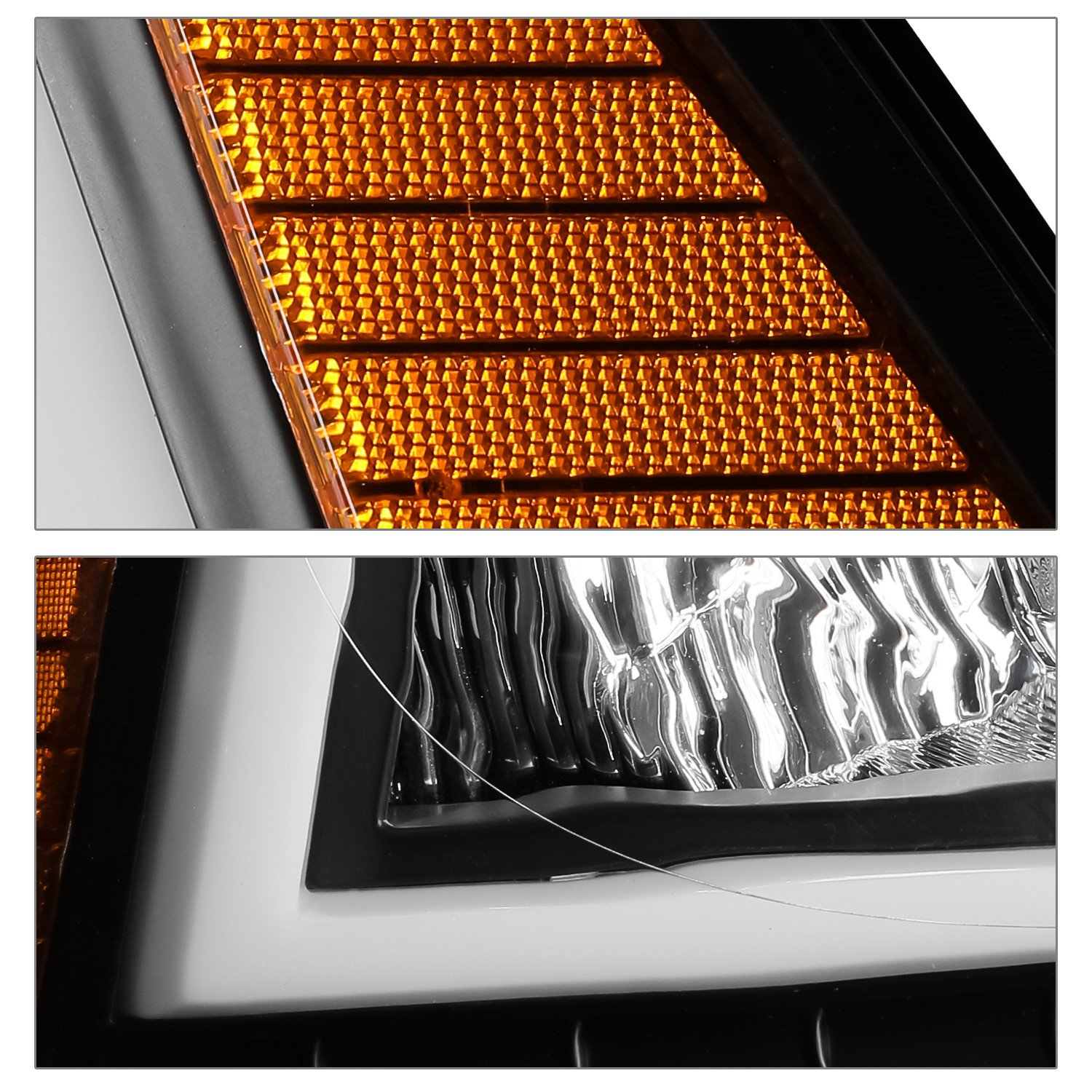 L+R Amber Corner OE Style Headlight [LED LIGHT BAR] for 09-18 Ram 1500 2500 3500