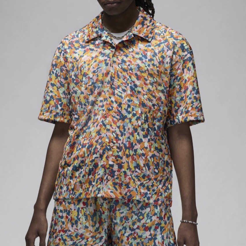 Jordan Button Up Shirt Medium Mens Multicolor Essentials Poolside Short Sleeve