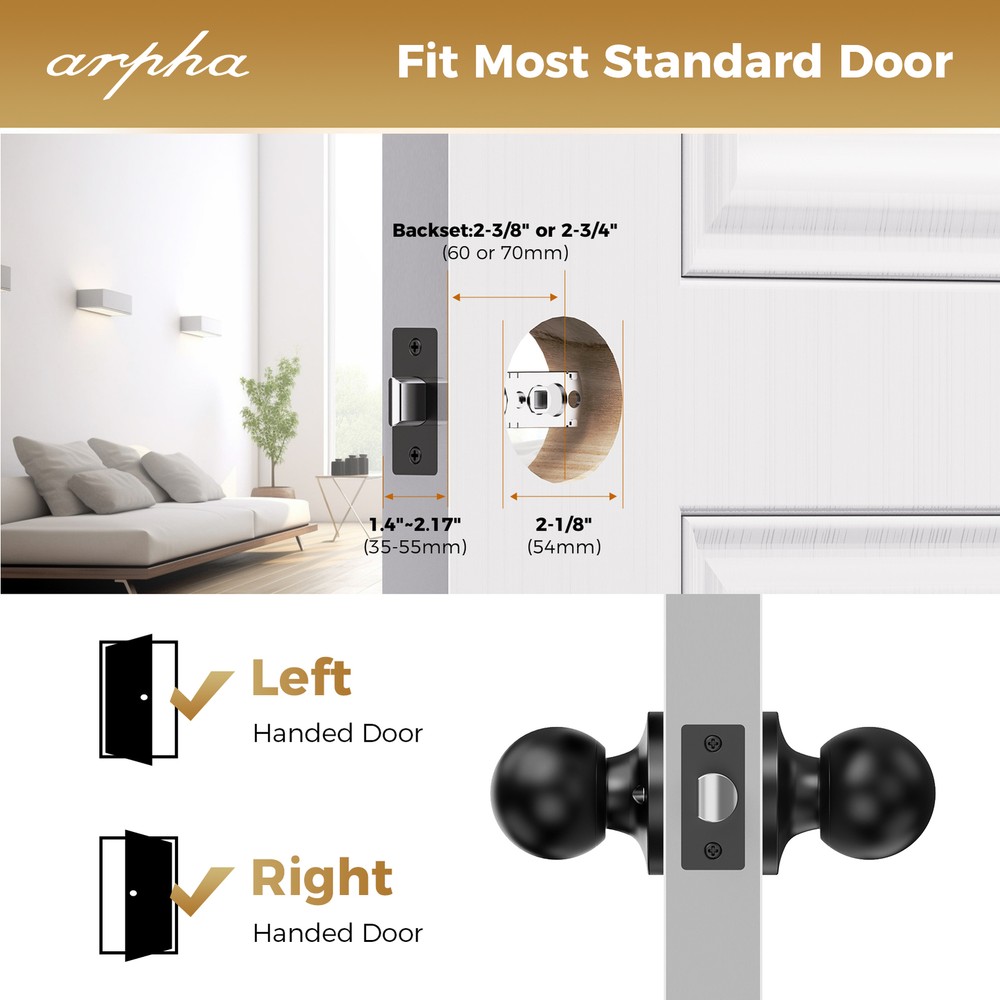 ARPHA Keyless Palm Recognition Smart Door Lock Digital Keypad Deadbolt+Knobs APP