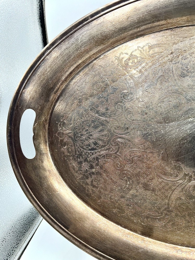 Beautiful VTG EP Gorham YC 467-2 Silver Plate OVAL HANDLED Tray Platter 22”