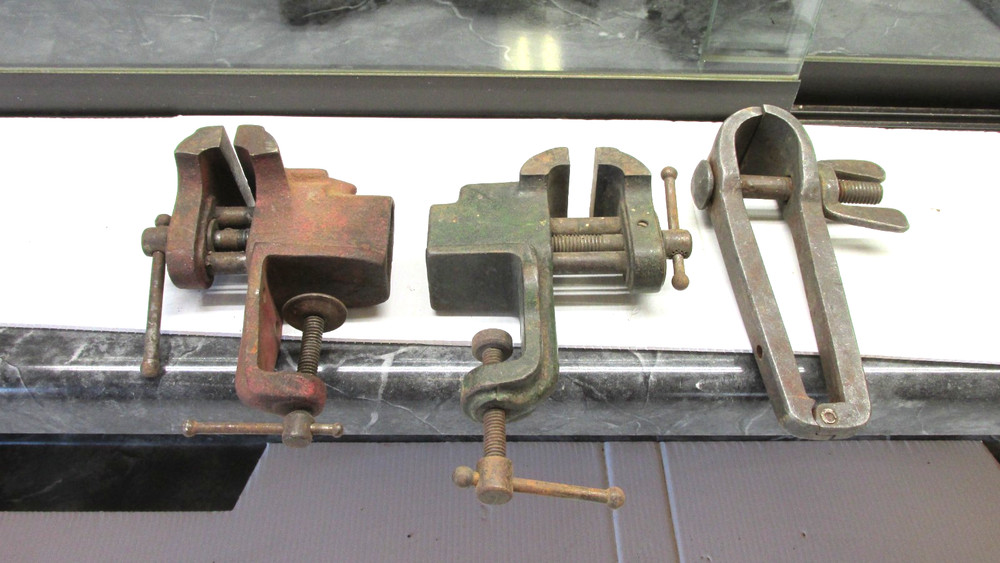 3 Small Old Vice Tool , 2 Bench 1 Hand