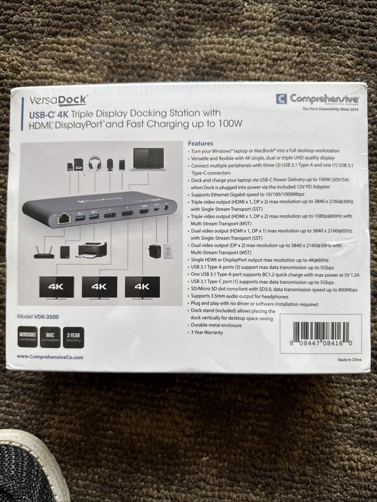 VersaDock Comprehensive USB-C 4K Triple Display Docking Station