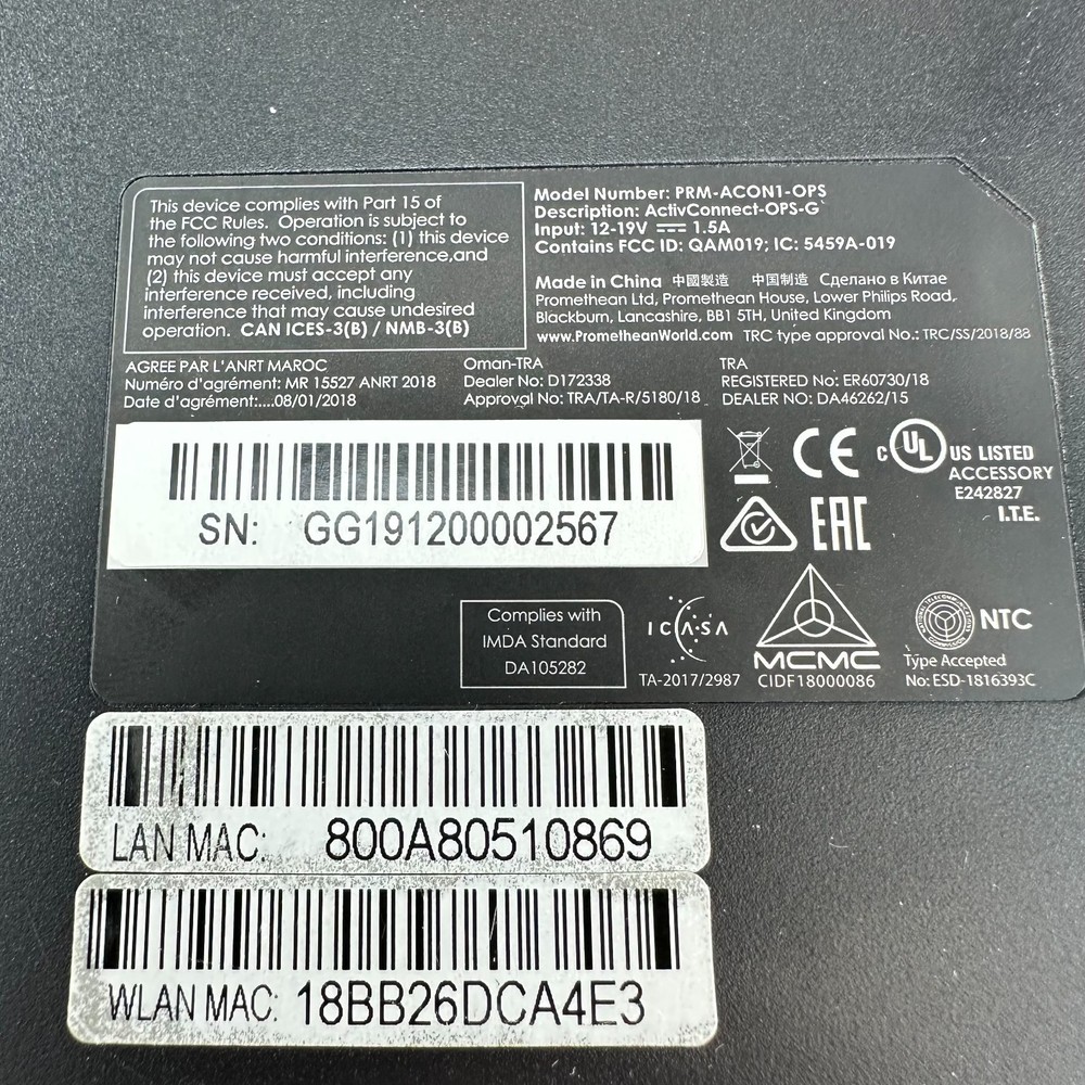 Promethean ActiveConnect-OPS-G PRM-ACON1-OPS OPS Module – Used – Tested