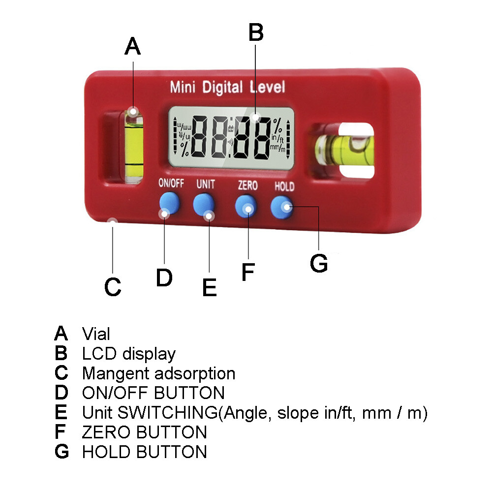 Magnetic Angle Finder Level Gauge Tool Mini Digital Protractor Inclinometer