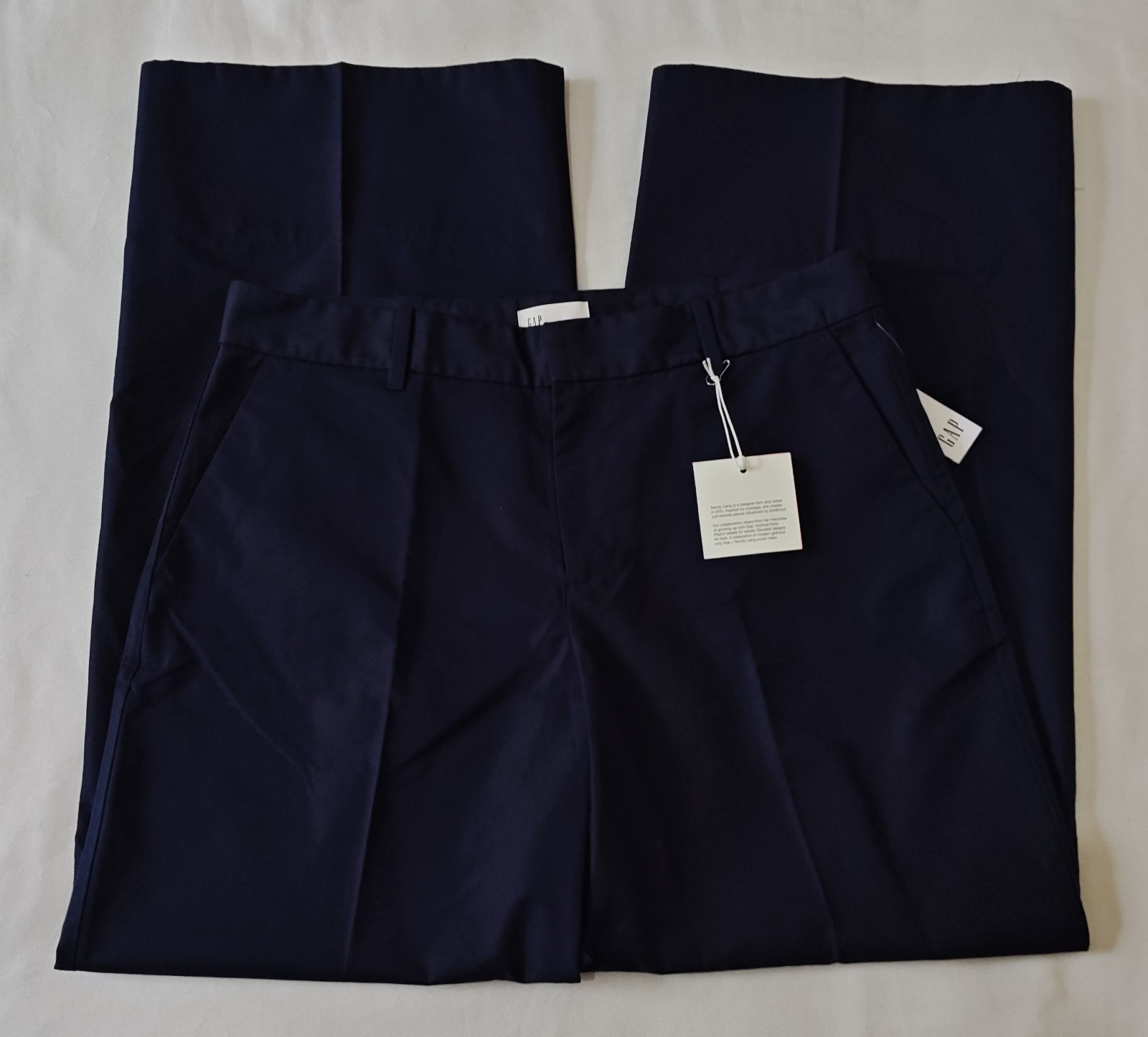GAP x Sandy Liang Mid Rise Bow-Back Navy Blue Khakis, LTD ED - Women’s Size 10
