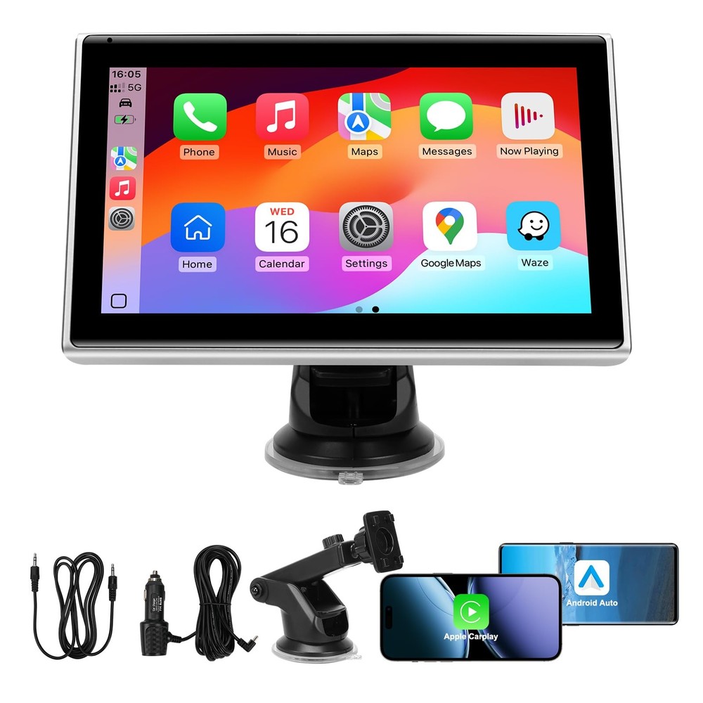 7" Portable Wireless CarPlay Screen for Car – Apple CarPlay & Android Auto, H...