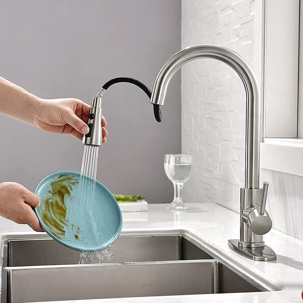 Brushed Nickel Touch Sensor Kitchen Faucet Pull Down Sprayer Sink Mixer Faucets