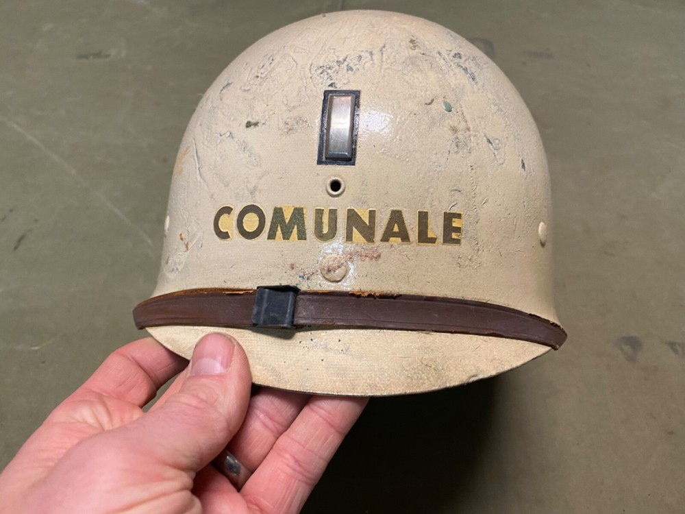 ORIGINAL WWII US ARMY M1 HELMET LINER-, ORIGINAL PAINT, LT MARKINGS
