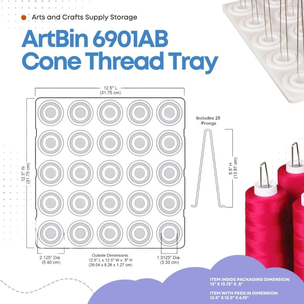 6901AB Cone Thread Tray, Sewing & Embroidery Serger Cone Thread Spool Assortm...