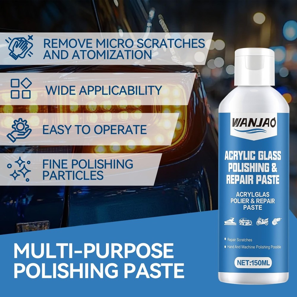 WANJAO Plastic Polishing Compound, Acrylic Polish Paste High Gloss...