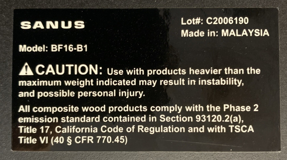 SANUS BF16-B1 16" Basic Series Speaker Stands - Black. Used, Pro Cleaned