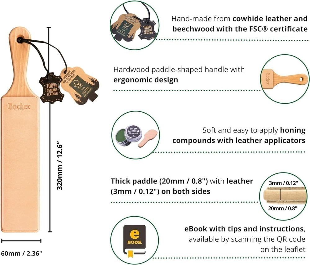 Handmade Leather Strop with Stropping Compound