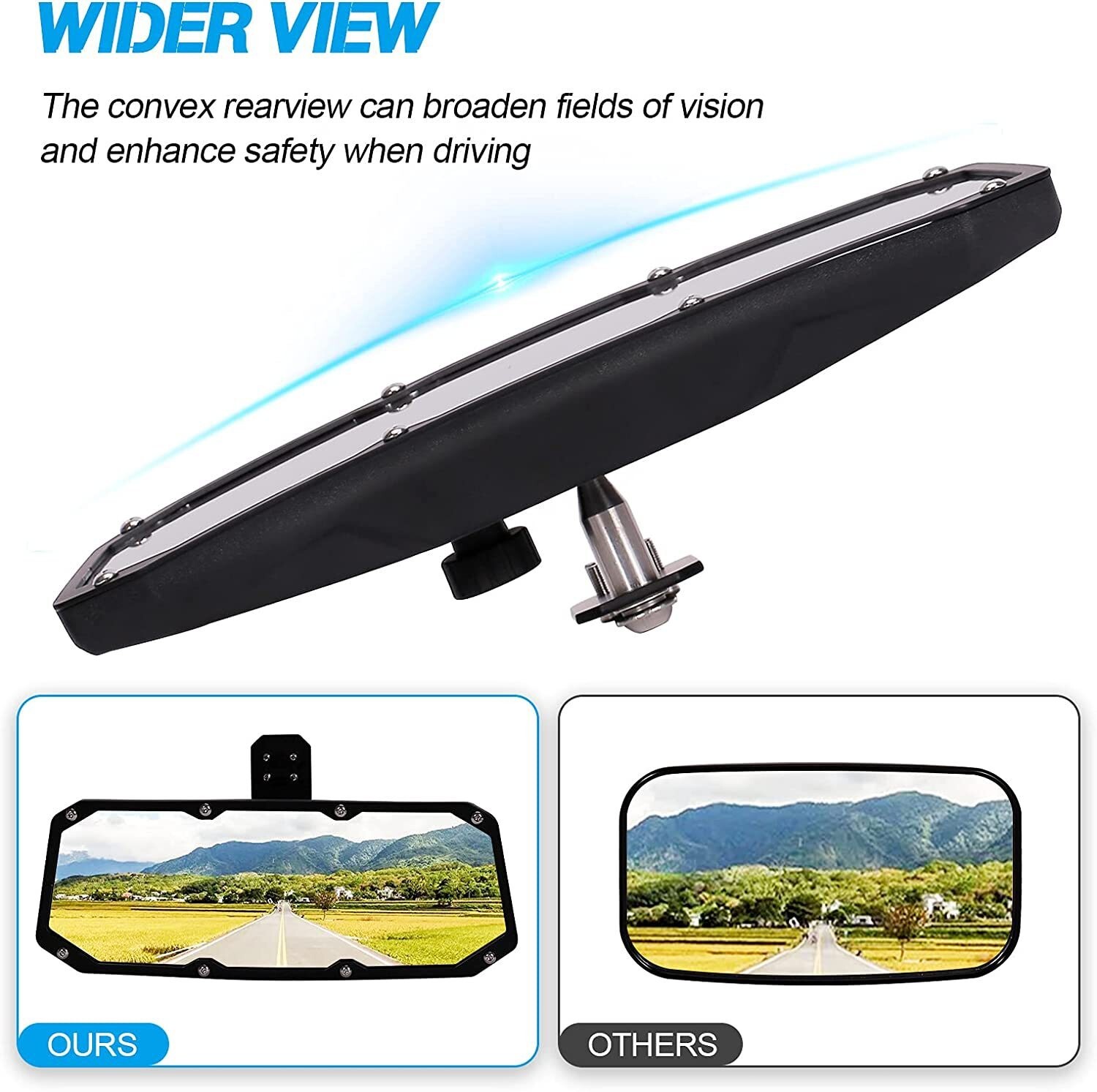 UTV Side Mirrors & Center Mirror For 2017-2024 Polaris Ranger 500 570 /900 /1000