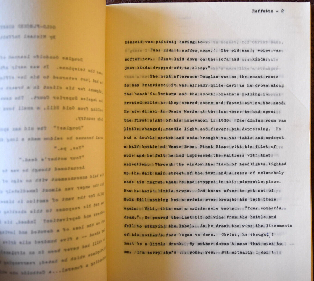 Michael Raffetto " Gold-Flecked Quartz " Original Script