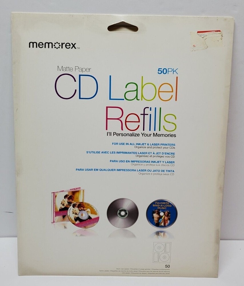 New Memorex Matte Paper CD Label Refills 50 Pack