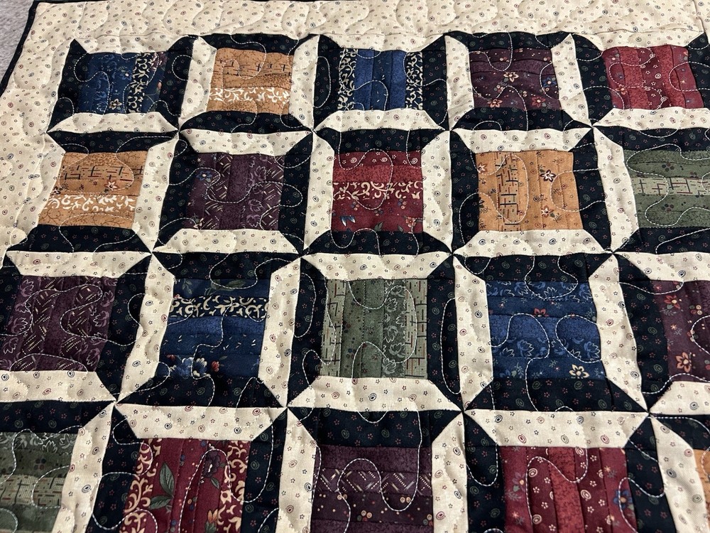 Handmade Quilted Table Topper ~ 23 3/4" square ~Multi colored spools