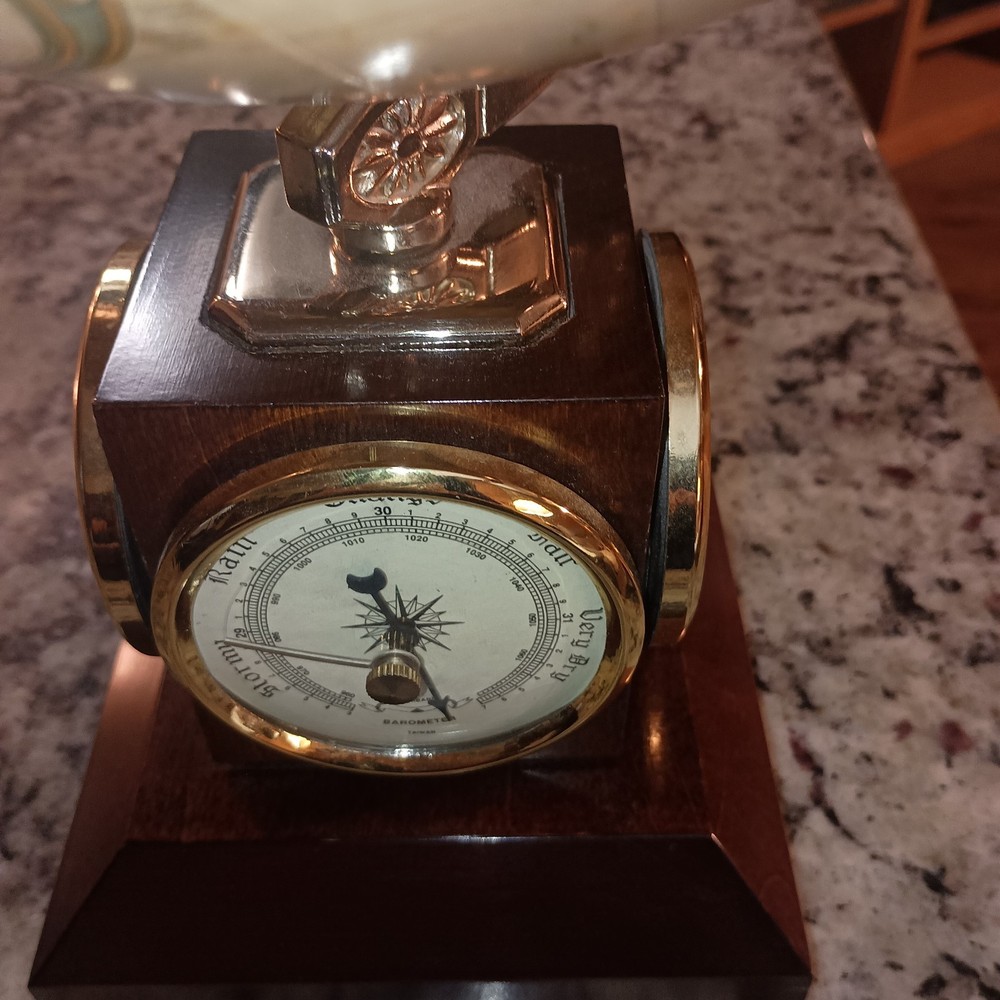 REPLOGLE 9" GLOBE WITH THERMOMETER, BAROMETER, HYDROMETER