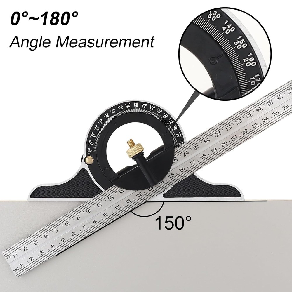 11.8" T Square Protractor Level Ruler Set 3 Piece Measuring Tool for Carpentry