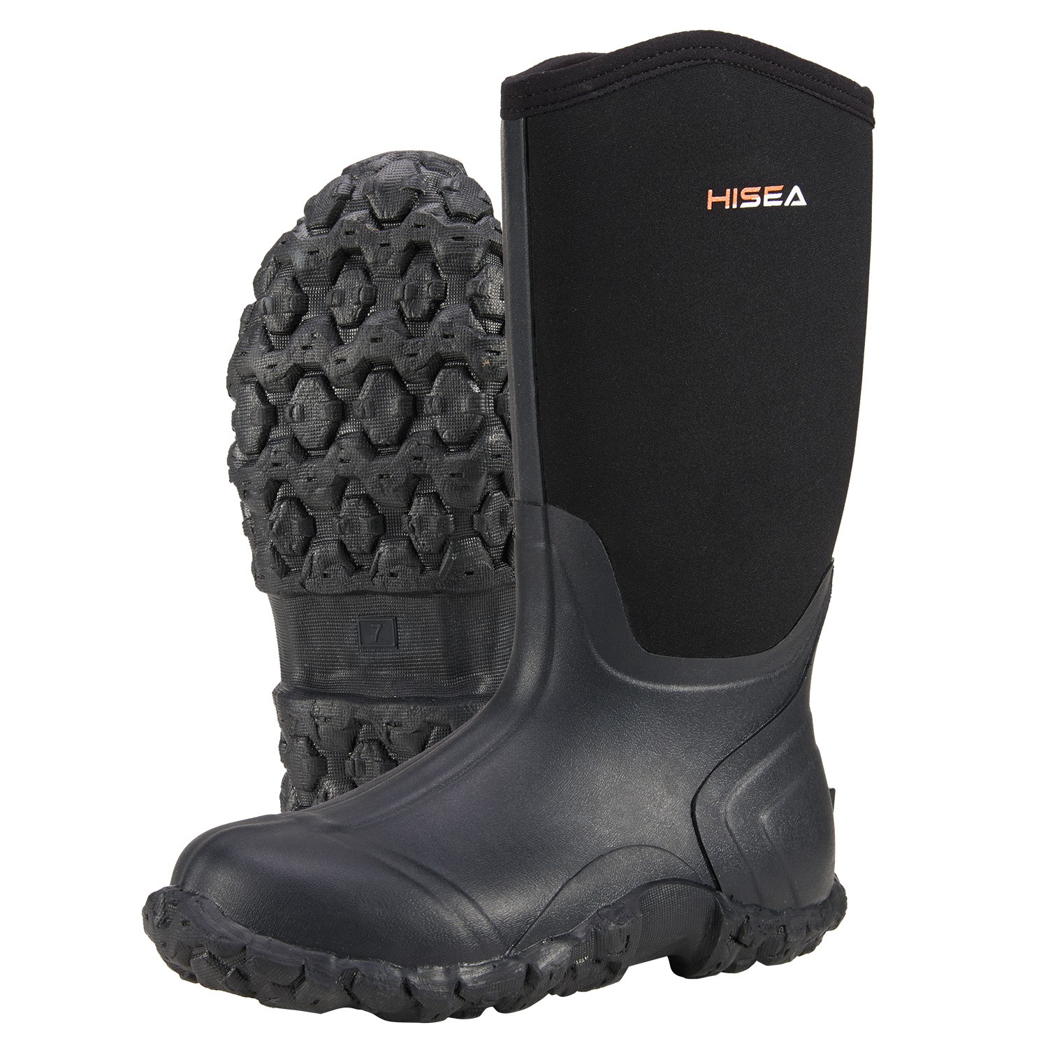 HISEA Men Waterproof Rain Boot Non-Slip Mid-Calf Hunting Fishing Garden Work Boo