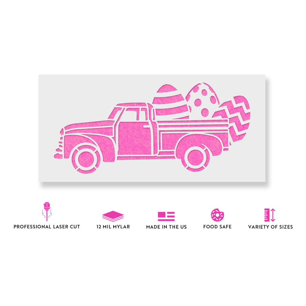 Easter Truck Stencil - Durable & Reusable Mylar Stencils