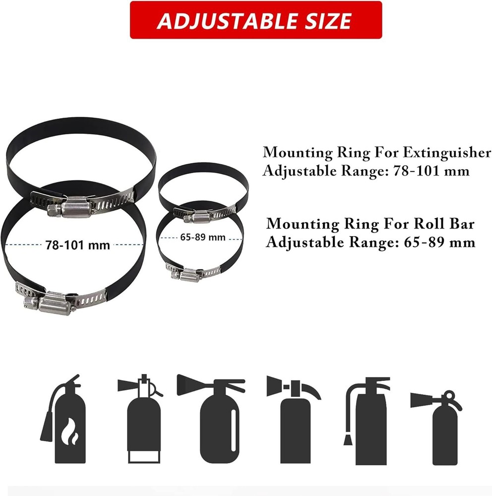 Quick Release Fire Extinguisher Mount - Aluminum Adjustable UTV Roll Bar Fire...