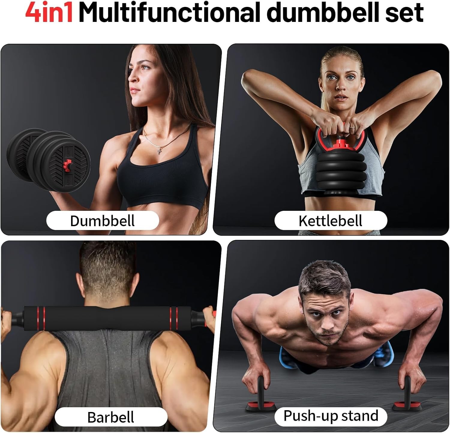 Space-Efficient 4-in-1 Adjustable Dumbbell Set (20-80lbs) - Ideal for Home Use