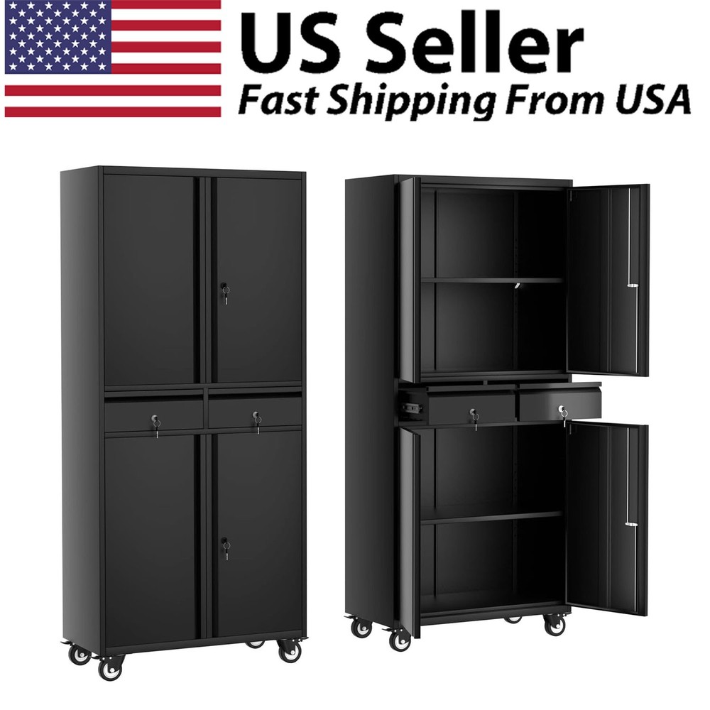 Rolling Tool Chest Tool Lock Storage Cabinet Boxes on Wheels Garage Adjustable