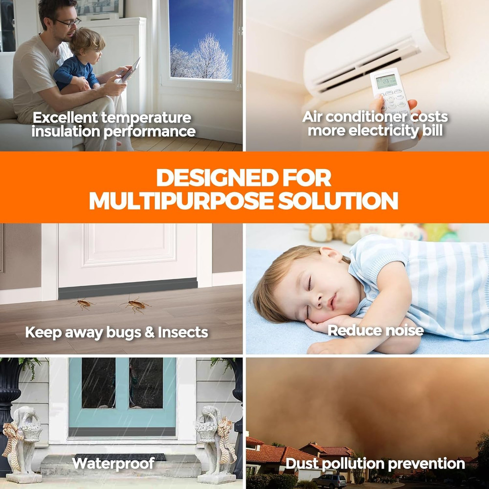 2 Door Draft Stopper Sheets, Rolls & Strips under Door Draft Blocker Insulator D