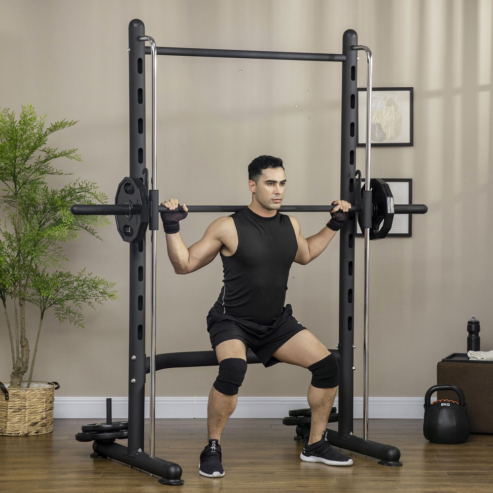 Adjustable Squat Rack with Pull Up Bar Barbell Bench Press Weight Lifting Rack