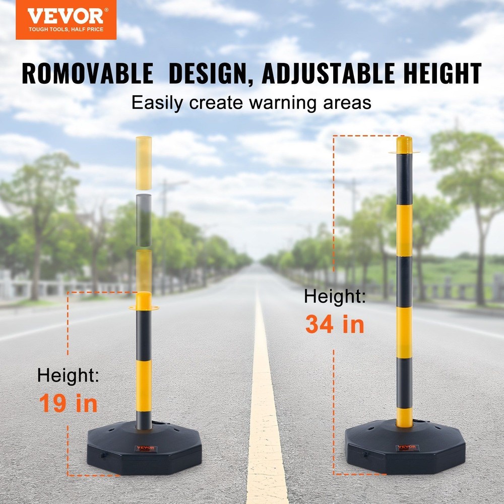 Versatile Delineator Kit 6 Pack Transportable Posts 8ft Tether Chain Included