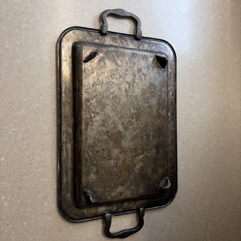 VINTAGE Silverplate Serving Tray LEONARD 1970's NICE KITCHEN DECOR V1