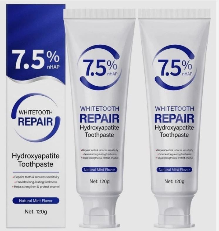 2 - 7.5% Hydroxyapatite Toothpaste Remove Yellow Tooth Stains fr Sensitive Teeth